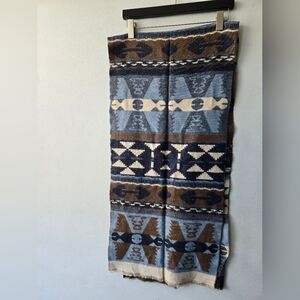 Tribal Pattern Scarf Shawl Brown Blue
